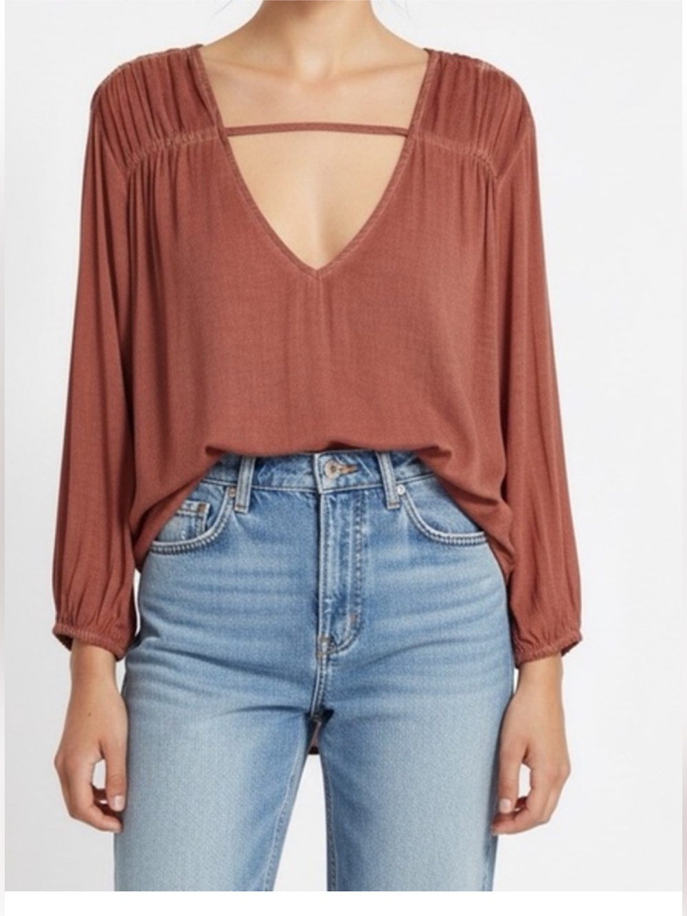 Young fabulous and broke open Neck  blouse/ Top